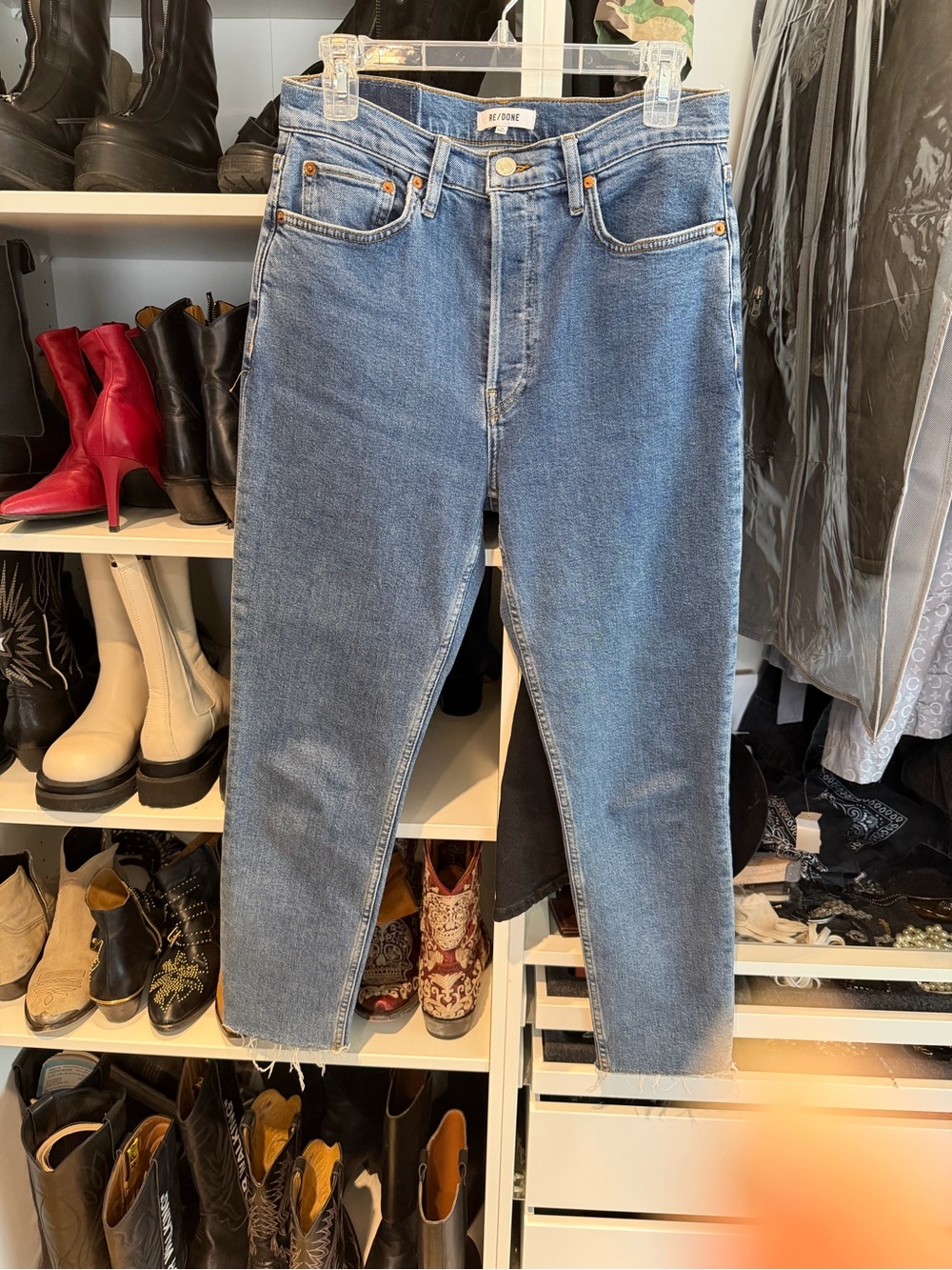 RE/DONE Blue High-Rise Straight Jeans